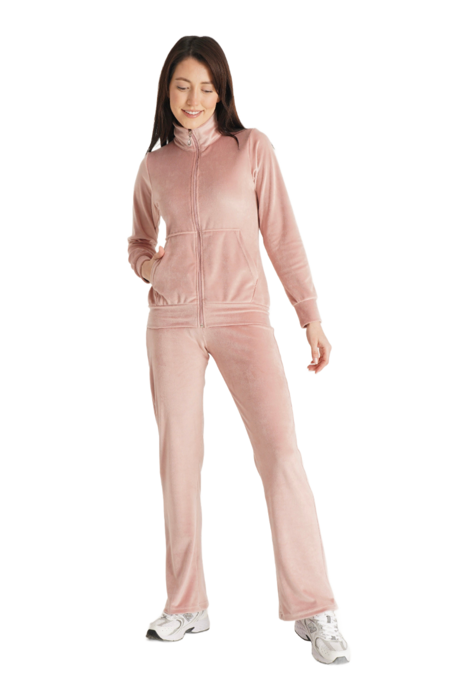 Ladies Classic Velour Tracksuit Set Couture Candy Pink