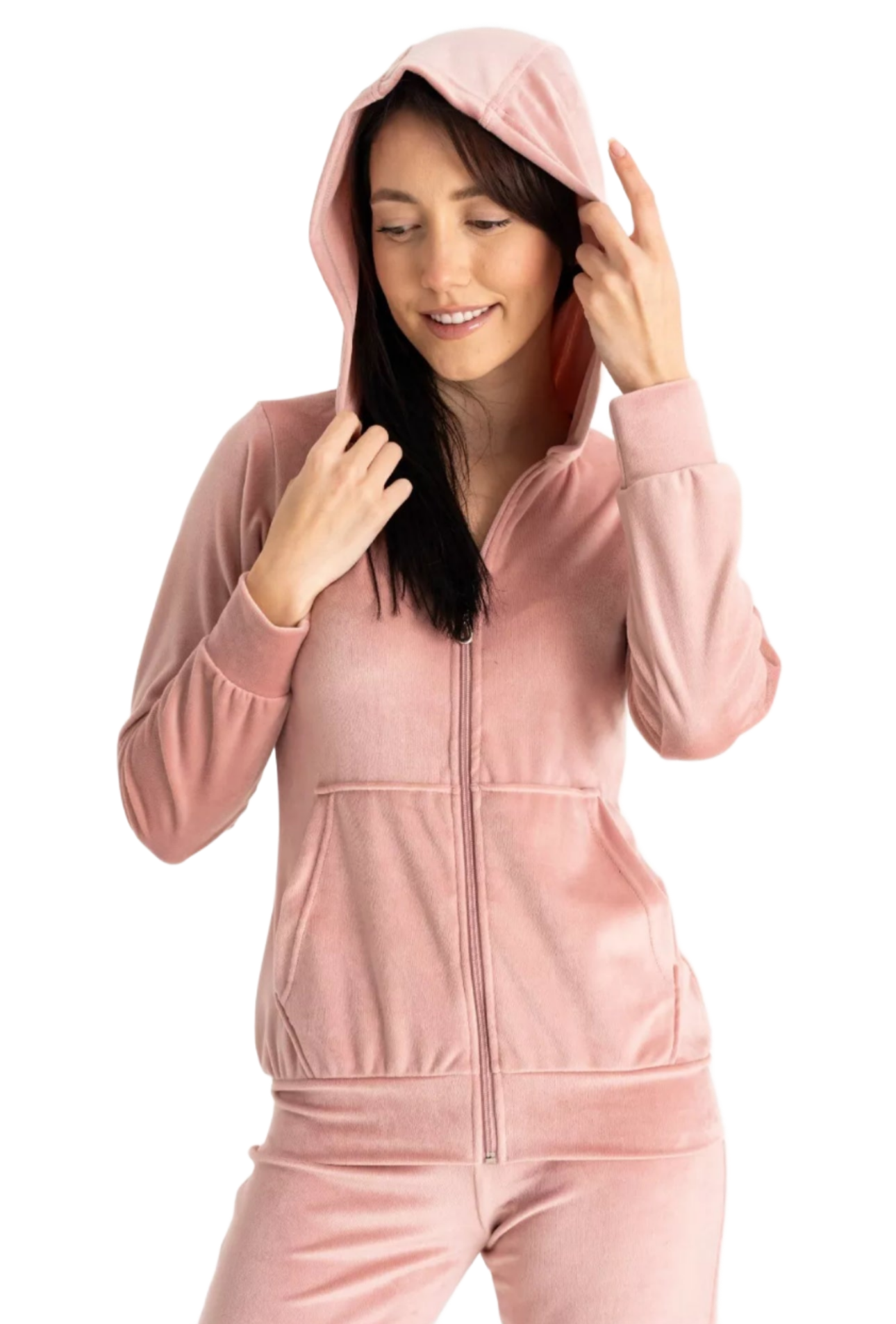 Classic Hooded Velour Tracksuit Set Couture Candy Pink